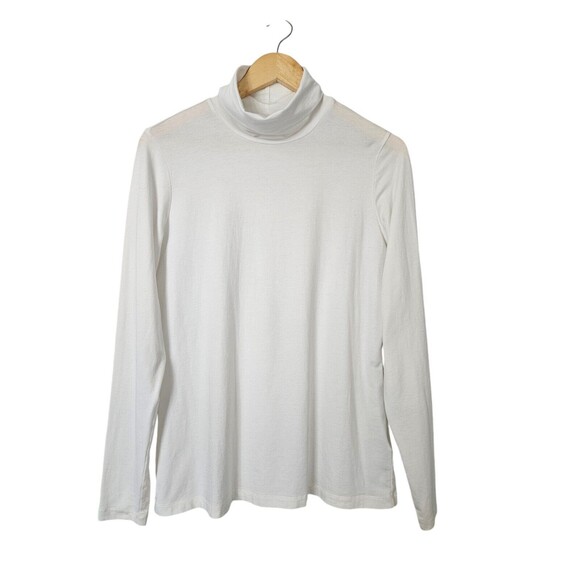 Lands' End Long Sleeve Turtleneck Shirt White Size Medium - Picture 1 of 7